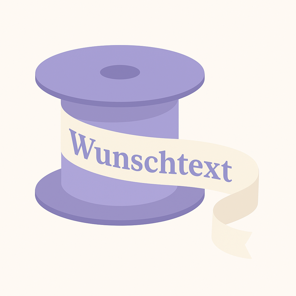 Bedrucktes Geschenkband mit Text und Symbol